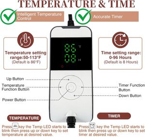 Arranque de masa fermentada digital, alfombrilla de calentamiento, almohadilla de prueba de masa calentada con control de temperatura preciso y temporizador para pan - Product Image 2