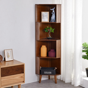Étagère d'angle moderne en bois pour salon, chambre, bureau à domicile, avec pieds et plusieurs compartiments - Product Image 3