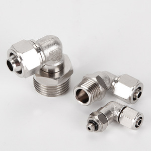Coude pneumatique à connexion rapide en acier inoxydable NGS 6 8 10 12 mm pour tuyaux d'air avec joint NBR - Product Image 1