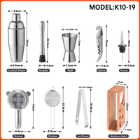 OUYADA Ensemble de bar shaker à cocktail avec support en bois de bambou Outils personnalisés pour barman à vin Martini en acier inoxydable de 700ml