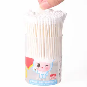 Produsen grosir murah Eco Bamboo telinga bersih Qtips Organizer tongkat kayu kapas penyeka di Cina