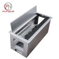 Caja de cableado integrada de escritorio tipo 86, 130 mm, de alta capacidad, de aleación de aluminio, con tapa abatible, para oficina, con cubierta de goma y cepillo