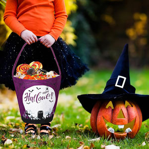 Panier de rangement en coton tissé, écologique, fait main, couleur personnalisable, motif citrouille et démon d'Halloween, idéal pour bonbons et cadeaux pour enfants - Grande Vente - Product Image 3