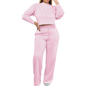 Conjunto de Pantalones de Punto para Mujer, Económico, Top Corto, Verano, Mezcla de Poliéster y Spandex, Duradero, Ropa de Descanso Promocional - Product Image 1