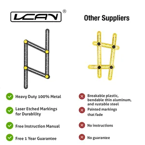 조정 가능한 눈금자 내구성 목공 멀티 앵글 측정 도구 멀티 앵글 4 홀더 알루미늄 스케일 4 접는 자