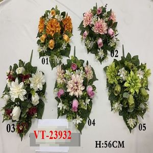 ช่อด้านหน้าแบบผสม56ซม./ช่อโพลีเอสเตอร์/กุหลาบประดิษฐ์ผ้าไหมและไฮเดรนเยียสำหรับวันแม่วันคริสต์มาสอีสเตอร์ - Product Image 2