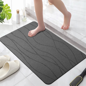 Tapis de bain antidérapant en terre de diatomée <span class=keywords><strong>FIGOO</strong></span> avec support en PVC, sans ventouses, tapis de sécurité pour salle de bain d'hôtel - Product Image 1