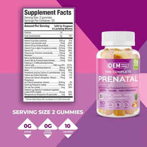Biochealth Private Label Prenatale Multi Met <span class=keywords><strong>Choline</strong></span> Gummies-Prenatale Multivitamine Met Ijzer, <span class=keywords><strong>Choline</strong></span> En Foliumzuur Gummies - Product Image 5