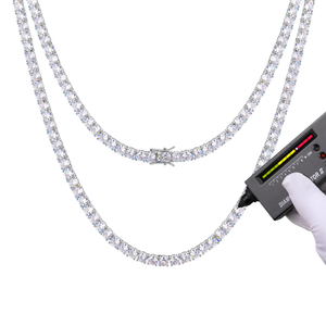 Fine Jewelry Hip Hop Gold Plated 925 Sterling Silver VVS Moissanite Classic Tennis Chain <b>Necklace</b> for Unisex - Product Image 1