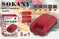 Machine à gaufres Sokany 2024 5 en 1 pour enfants, crêpes, paninis, petit-déjeuner, déjeuner, collation, mini-sandwich, double plaque