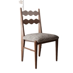 Silla de Comedor de Madera Maciza Estilo Retro Francés, Tapizada en Tela de Lino y Algodón, para Uso en Restaurantes - Product Image 5