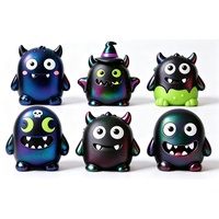 Ensemble de 6 jouets sensoriels en mousse PU à montée lente, monstres caméléons irisés, boîte cadeau Halloween