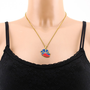 Collares de Cadena de Acero Inoxidable al por Mayor con Colgante de <span class=keywords><strong>la</strong></span> Bandera Nacional de <span class=keywords><strong>La</strong></span> <span class=keywords><strong>Reunion</strong></span>, Chapados en Oro de 18K - Product Image 3