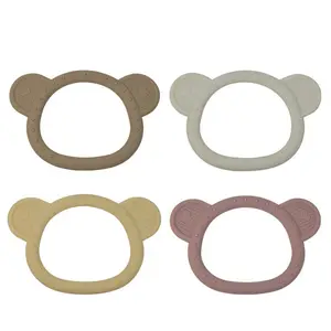 USSE Bear Silicone Baby Teether Toys Food Grade Pacifier Organic Baby Teething Ring Soothe Babies Teething Relief Sore Gums