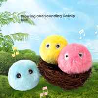 Jouet interactif pour chat en peluche, balle couineuse avec sons d'animaux, LED lumineuse, à gravité, durable, rechargeable avec herbe à chat, pour intérieur/extérieur