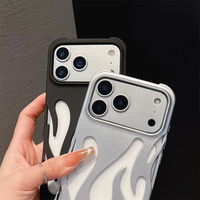 Coque de Téléphone Tendance Mate 3D avec Motif Flamme Évidé pour iPhone 17 16 15 14 Pro Max – Housse Souple Électroplaquée Créative