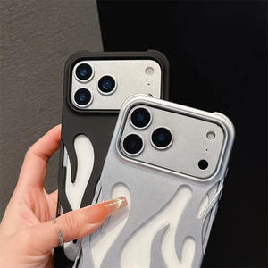เคสโทรศัพท์ลายเปลวไฟ 3 มิติ แบบด้าน สำหรับ iPhone 17 16 15 14 Pro Max ดีไซน์สร้างสรรค์ ชุบไฟฟ้า นุ่ม - Product Image 3