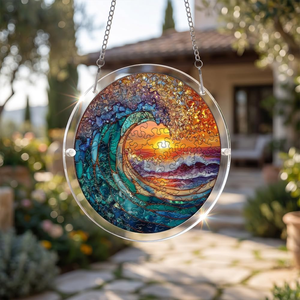 Ornement suspendu pour fenêtre en forme de puzzle irrégulier sur le thème de l'océan et du soleil, attrape-soleil en acrylique DIY pour la maison et le jardin - Product Image 2
