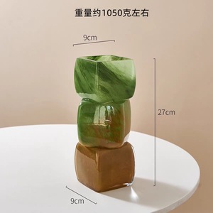 Vasi <span class=keywords><strong>in</strong></span> Cristallo Soffiato a Bocca Stile Art Déco, Cubi Geometrici Impilabili, Centrotavola per Casa e Matrimoni, Logo Personalizzabile - Product Image 5