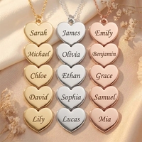 Collar con Nombre de Familia Personalizado, Colgante de Corazón Apilado con Nombres Grabados, Collar para Mamá, Regalo para el Día de la Madre, Joyería