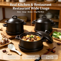 Casserole en céramique marron café 2L, antiadhésive, compatible lave-vaisselle, avec couvercle, pour la maison et la restauration, ensemble d'ustensiles de cuisine