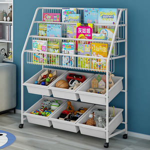 Estante de Almacenamiento de Juguetes Simple para Sala de Estar, Estantería Metálica para Guardería, Caja de Almacenamiento de Plástico, Librería con Ruedas - Product Image 5