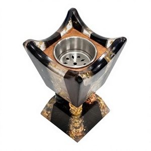 Brûleur à Bakhoor en bois d'acacia et résine époxy de style arabe moderne, fait main, luxe, porte-encens Mubkhar pour encens aromatique, Oud - Product Image 1