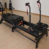 Schwarzer Aluminium Kommerzieller Core-Bed-Reformer, Verstellbar, Langlebig, Extra Breit, Multifunktional für Körper-Pilates-Studio und Gesundheit