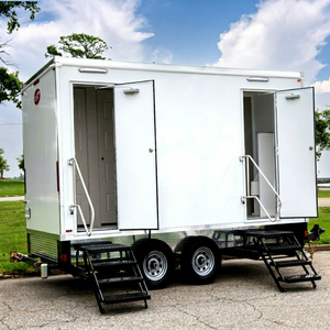 <b>Portable</b> Steel Toilet Cabin with Dual Doors and <b>Steps</b> for Public Use Outdoor Events - Product Image 1