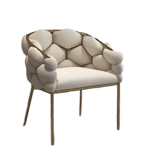 Sillón de terciopelo moderno con respaldo curvado tejido y patas de metal dorado <span class=keywords><strong>para</strong></span> salón tocador salón boda - Product Image 1
