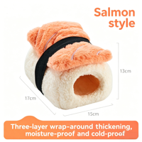 Nid douillet en coton écologique en forme de sushi pour petits animaux – Protection contre le froid et la chaleur, conception épaissie anti-gel