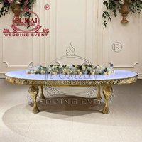 Meubles modernes de décoration de mariage, réception d'hôtel, ensemble table et chaises ovales en MDF pour événements