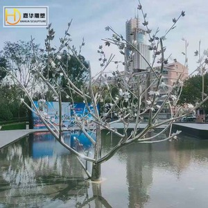 Jiahua Stainless Steel Mirror <b>Tree</b> Branch <b>Outdoor</b> Abstract Sculpture Floor Mount Garden Decoration - Product Image 4