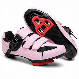 Chaussures de cyclisme unisexes compatibles avec les vélos à clip, pour le cyclisme en salle, avec empeigne en mesh respirant, crampons préinstallés, taille 7.5, <span class=keywords><strong>rose</strong></span> - Product Image 3