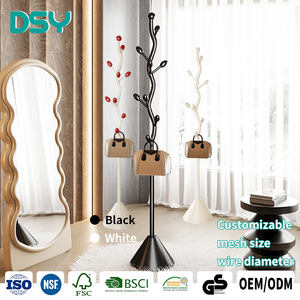 حامل معاطف معدني قائم بذاته مع 8 خطافات، تصميم إبداعي على شكل فرع شجرة، حامل معاطف قائم بذاته - Product Image 1