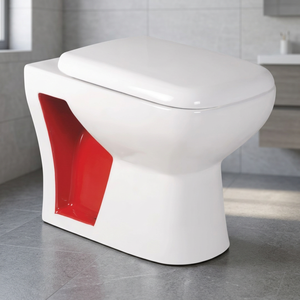 WC moderne en céramique bicolore de style arabe avec siphon en S, ensemble de salle de bain avec siège de toilette européen - Product Image 6