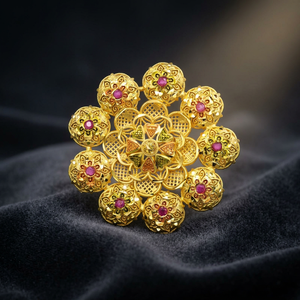 Bagues de fiançailles en or plaqué 14K, 18K, 24K, motif floral, style africain et Dubaï, pour la mariée, vente en gros - Product Image 6