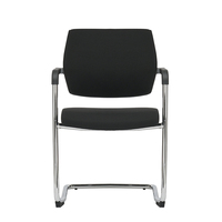 Chaise de visiteur de bureau empilable moderne avec accoudoirs fixes en tissu ou PU, structure en fer et pieds en forme d'arc, idéale pour les salles d'attente