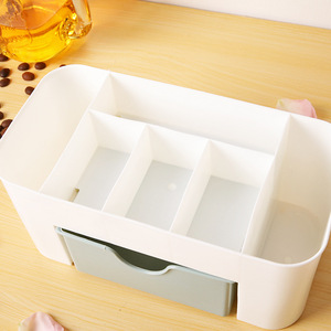 Boîte de rangement pour bijoux et cosmétiques, style tiroir, en plastique, pour bureau ou coiffeuse, organiseur de brosses de soin de la peau et de rouges à lèvres. - Product Image 3