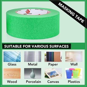 Ruban adhésif vert pour peintre BOMEI PACK, 1 pouce x 55 yards, 10 rouleaux (<span class=keywords><strong>550</strong></span> yards au total), papier crépon adhésif acrylique pour masquage mural - Product Image 6