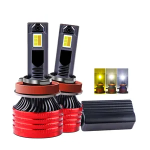 Lampu bohlam led 3 warna sistem pencahayaan otomatis, lampu depan led h4 untuk mobil Universal h11 h7 4575 CSP