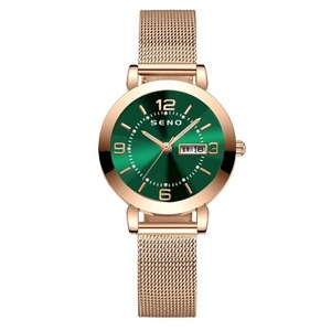 Montre Femme Tendance Simple à Bracelet en Maille, Étanche avec Aiguilles Lumineuses, Mouvement Quartz et Calendrier Anglais Réglable – Vente en Gros - Product Image 1