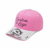 Gorra de Béisbol Rosa Premium 2026 de 5 Paneles con Estampado Artístico, Visera de Alta Densidad, Logotipo 3D Personalizado, Gorra Deportiva para Marcas de Exportación