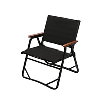 Chaise tactique pliante carrée portable avec accoudoirs en bois, tissu Oxford 1000D, cadre en aluminium, camping et pêche, écologique