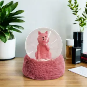 Customized fur base Resin Crafts Artificial Style Water Snow Globe for Home Decoration