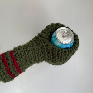 F-2208 bleu royal avec des rayures rouges gants de bière personnalisés adulte drôle pour papa tricoté <span class=keywords><strong>mitaine</strong></span> de bière porte-bière chaud mitaines en tricot - Product Image 6