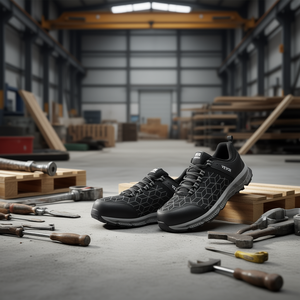 Scarpe Antinfortunistiche da Lavoro con Punta in Acciaio per Uomo, Nere, Taglia 9, Tomaia in Rete, Anti-Impatto, per Uso Industriale - Product Image 2