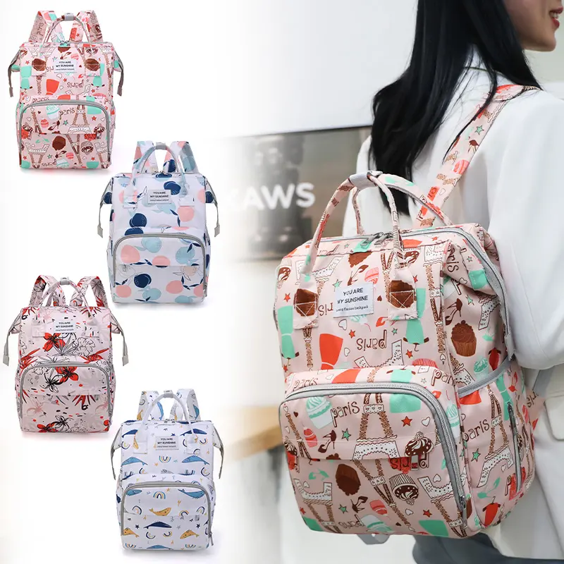 Lequeen — sac à dos à motifs floraux pour bébé, grande capacité, imperméable, de maternité, à couches, pour maman, à la mode, 2022