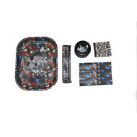 En stock : Kit de fumeur portable avec plateau en étain, ensemble de cigarettes, broyeur dégradable à 2 couches et machine à rouler les cigarettes manuelle