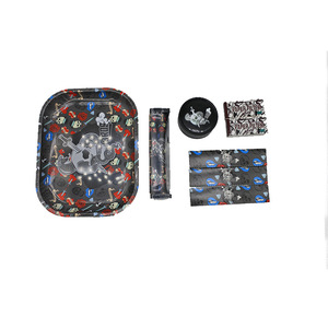 En stock : Kit de fumeur portable avec plateau en étain, ensemble de cigarettes, broyeur dégradable à 2 couches et machine à rouler les cigarettes manuelle - Product Image 6